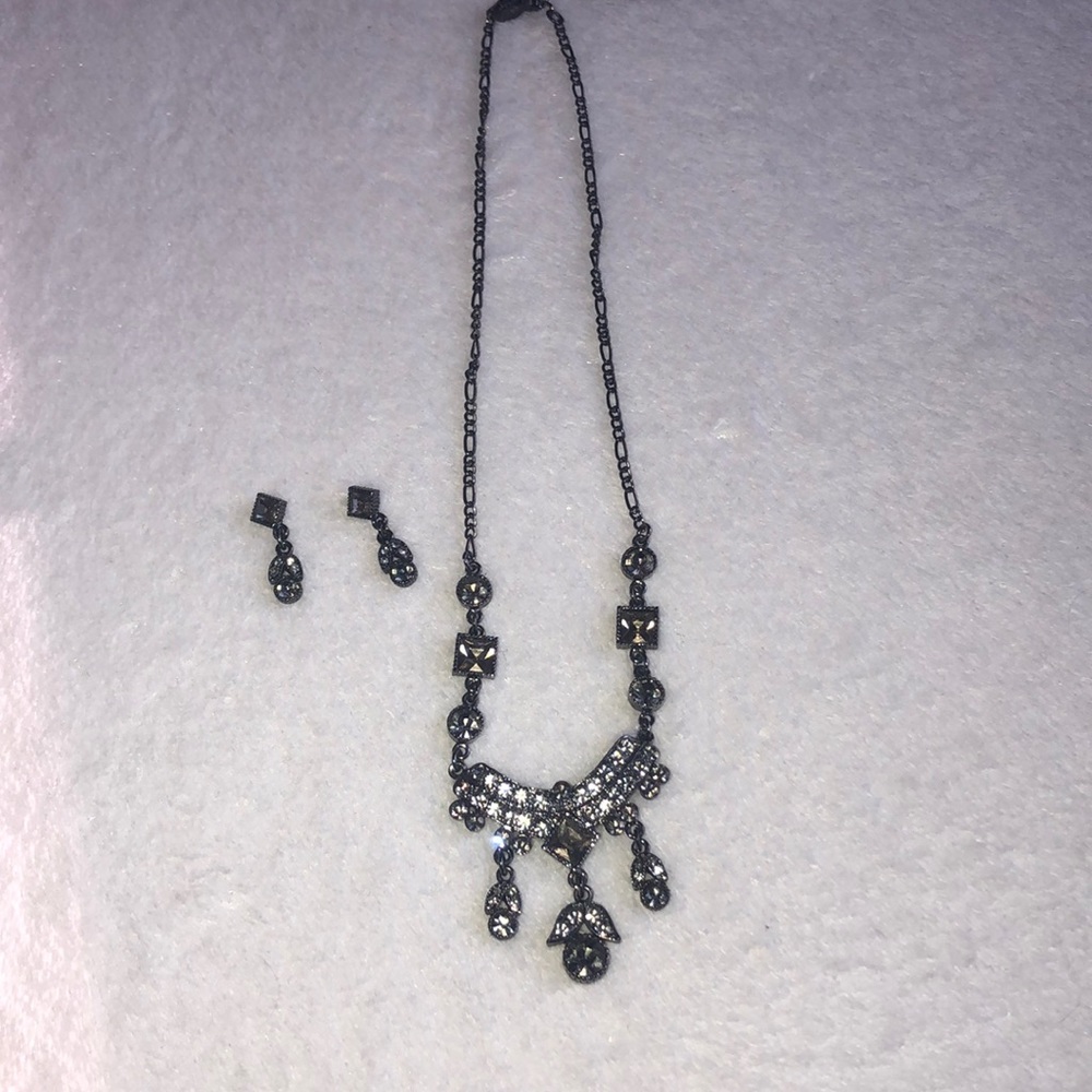 Smoky quartz brown topaz necklace and earring set